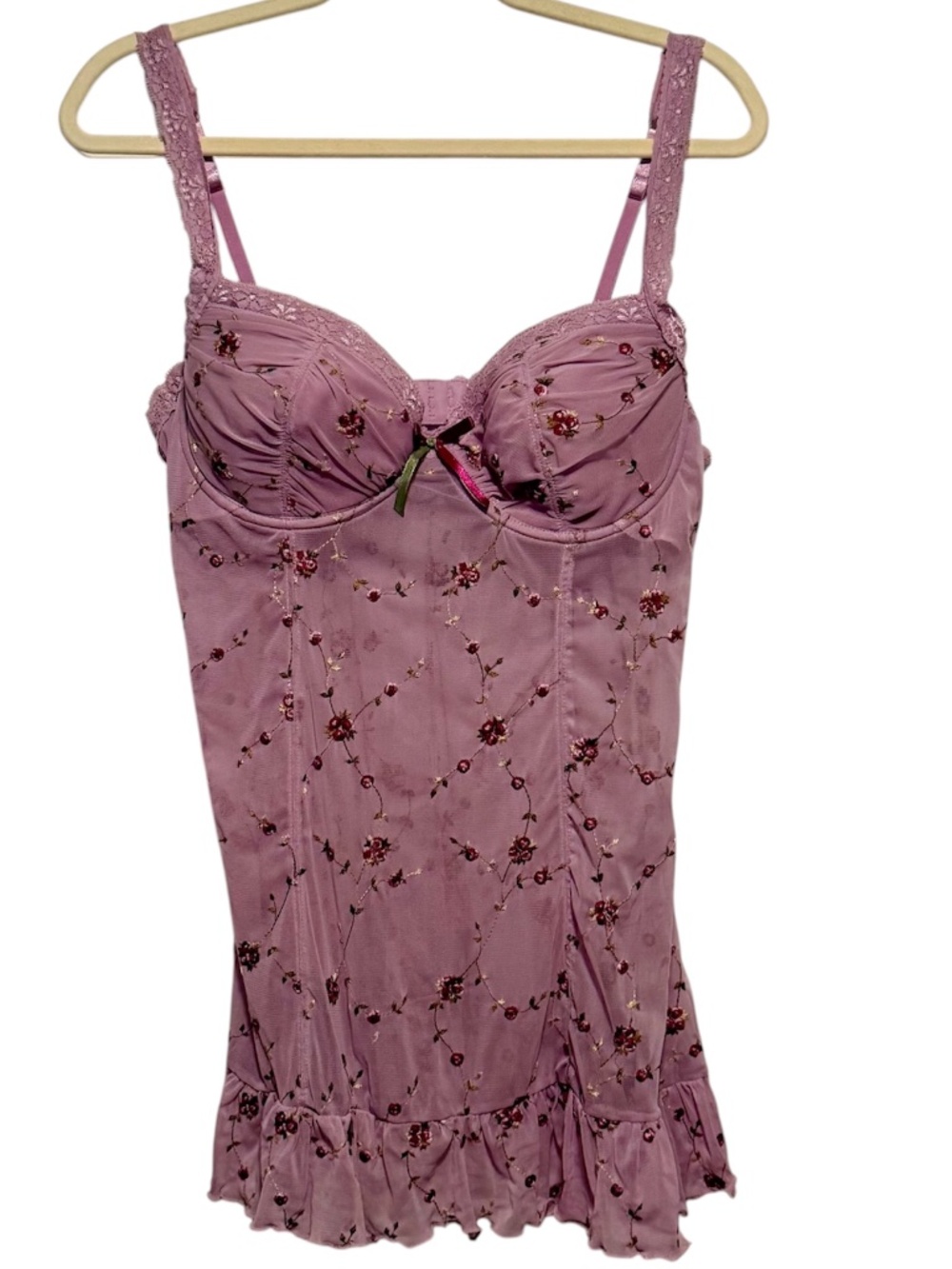 Embroidered Floral Sheer Mesh Chemise Slip Dress Size XXL Lavender